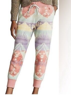 Polo Ralph Lauren Medium Joggers Southwestern Rose Serape Aztec Sweatpants NWT